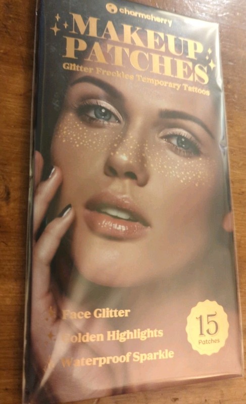 Waterproof Makeup Patches Face Glitter Gold Sparkle  Freckles Tattoo 15 Ct