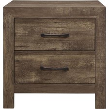Pemberley Row Faux Wood Veneer Rustic Brown Nightstand Rectangular 24" x 23.5...