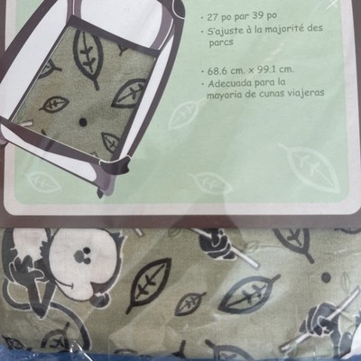 Baby Trend  Funny Monkey Travel Yard Sheet ~  27x39 Neutral Colors Green NWT