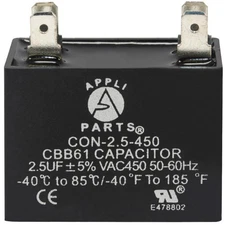Appli Parts Fan Capacitor 2.5 mfd (microfarads) uf 450 VAC 4 Terminal Connection