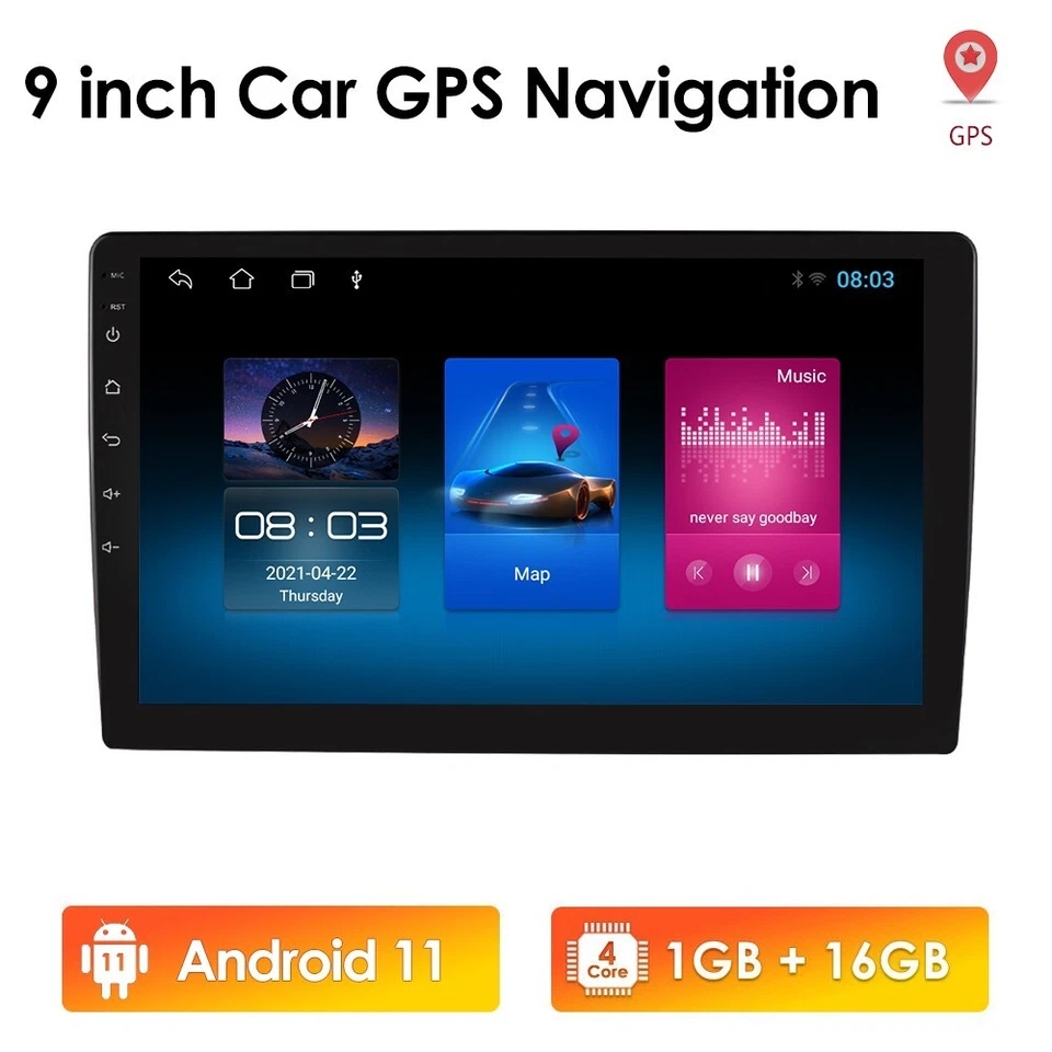 9" 2 DIN Android 11 AUTORADIO Mit GPS Mirror link NAVI BLUETOOTH WIFI DOPPEL MP5 - Bild 4 von 4