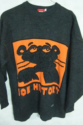 RARE Ice History Italy Pink Panther Dark Gray Heavy Crew Neck Sweater 3X |  eBay