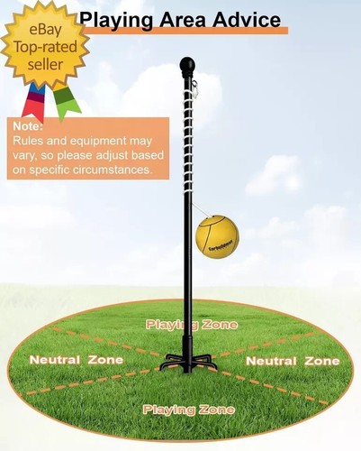 Tetherball Set mit Ball & Seil für Outdoor Hinterhof verstellbar Tether Ballstange - Bild 5 von 8