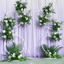 2x Round Wedding Arch Backdrop Stand Hoop Pillar Flower Stand Plant Vine Studio