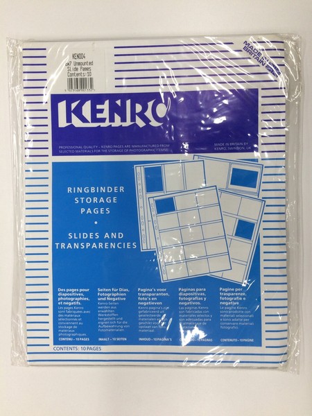 Storage pages for negatives or slider 6x7 by Kenro. 10 Items per box. New