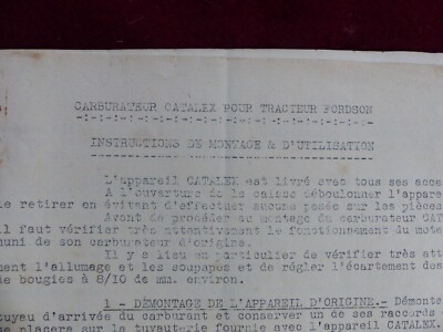 leaflet: CATALEX carburetor for Fordson tractor