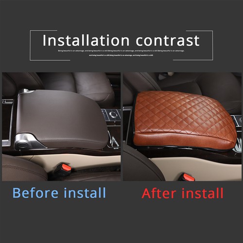 Brown Leather Armrest Cover Protect Trim Case For LR Range Rover Vogue 2013-2022 - Picture 2 of 12
