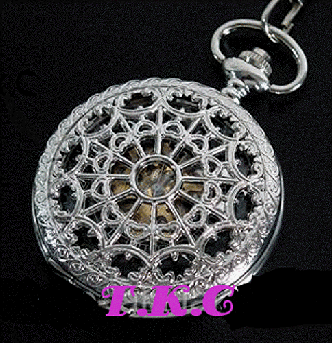 Steampunk Skelett Silber Mechanisch Herz Netz Spinnennetz Filigran Taschenuhr - Bild 3 von 12