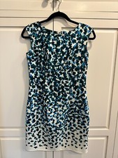 ANN TAYLOR - BLUE ABSTRACT PATTERNED SLEEVELESS SHEATH DRESS - PETITE 2P