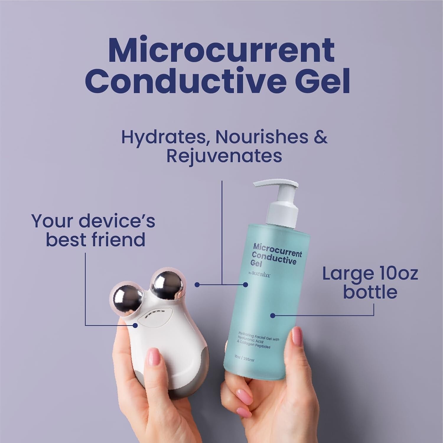 10Oz Conductive Gel for Microcurrent Devices - Collagen Peptides & Hyaluronic...