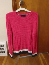 Tommy Hilfiger Womens Pink Cable Knit Pullover Sweater Size L