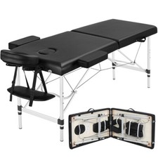 Image of Portable Massage Table Foldable Spa Bed Tattoo Bed 2 Section Beauty Couch Bed