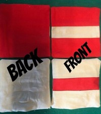 8 official UNFILLED ACA Cornhole bags triple stitched duck cloth Red Gray stripe