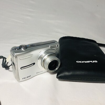 Olympus FE-310 8.0MP 5X Optical Zoom Digital Camera Silver - Tested Works W/Case