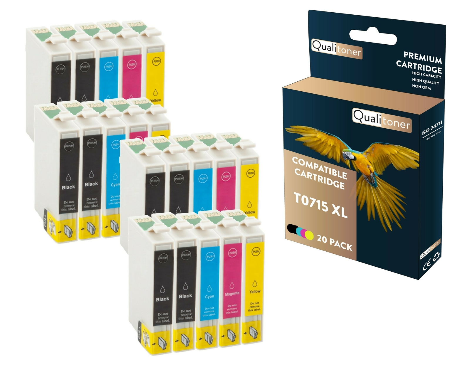 Cartouche compatible Epson T0715XL haute capacité Qualitoner lot de 20 encre séchage rapide