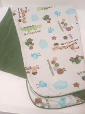 Circo Green Giraffe Alligator Turtle Bee Caterpillar Bird Baby Blanket Sherpa