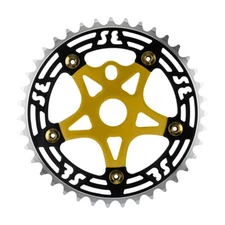 SE Bikes One Piece Alloy Chainring & Spider 39T 1pc Black/Gold 1/2 X 1/8 Chain