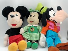 Lot Of 3 Disney Plush 1980'S Hasbro 16" MICKEY MOUSE, 1996 Goofy, 70s Minnie