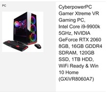 CyberPower Gaming PC - i9 , NVIDIA 2060 Super...