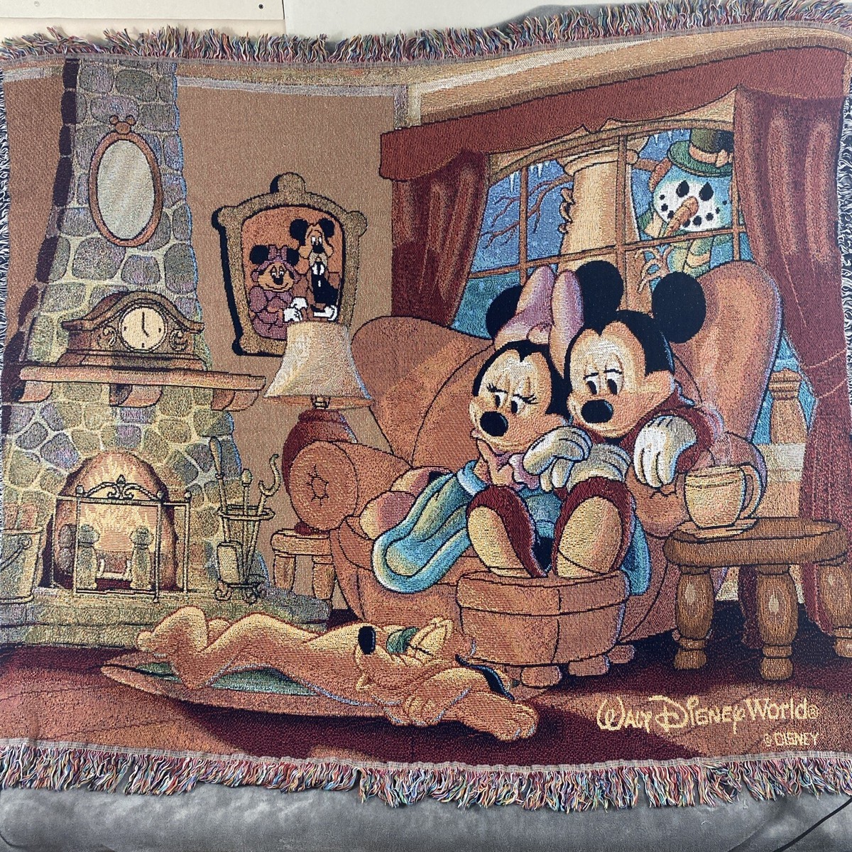 ミッキー　ミニー　Tapestry Woven Throw Walt Disney World Tapestry Woven Throw Blanket Mickey Minnie