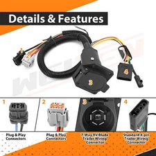 4 Way Flat and RV 7 Way Trailer Wiring Harness For 2005-2025 Nissan Frontier