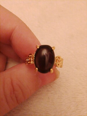 Ring hat schwarzen Cabachon Edelstein 2,6ct chinesische Münzen Fassung Gr. UK R und USA 8,5