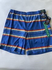 Speedo Men's Tech Volley Swim Shorts Trunks Comfort Liner Blue Striped XL NWT