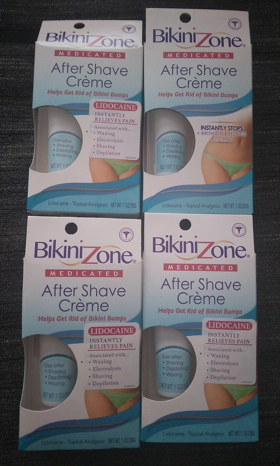 4 Packs Bikini Zone After Shave Creme for Bikini Bumps Lidocaine 1oz 