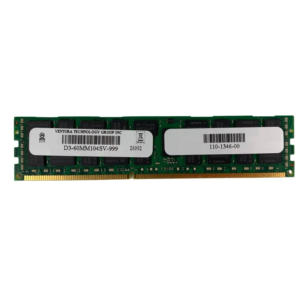 Lote de 4 Memorias de Servidor Ventura D3-60MM104SV-999 4X8GB PC3-10600 DDR3 1333 2Rx4 Foto 2 de 4