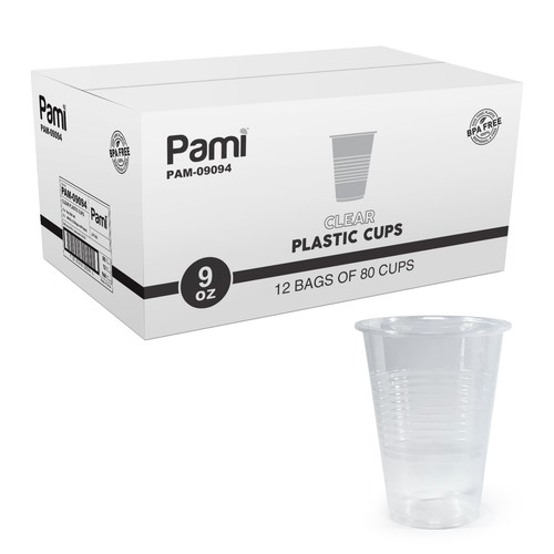 PAMI 9oz Clear Plastic Cups [Case of 960]- Disposable Drinking Glasses Bulk -... - Bild 1 von 6