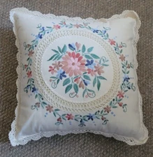Embroidered 15 Inch Throw Pillow Decorative Multicolor Sofa Chair Bed Nice
