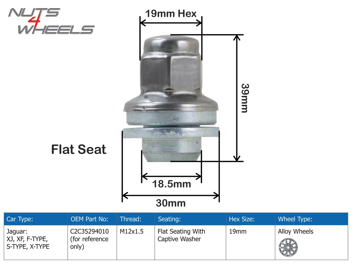1 X OEM Style Wheel Nut Fits Jaguar XJ XF F TYPE S TYPE X TYPE