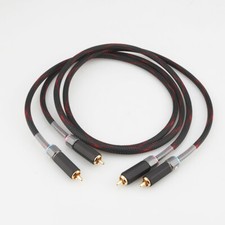 Pair 4N OFC Copper Wire Gold Plated Lockable RCA Plug Hi-Fi Audio RCA Cable