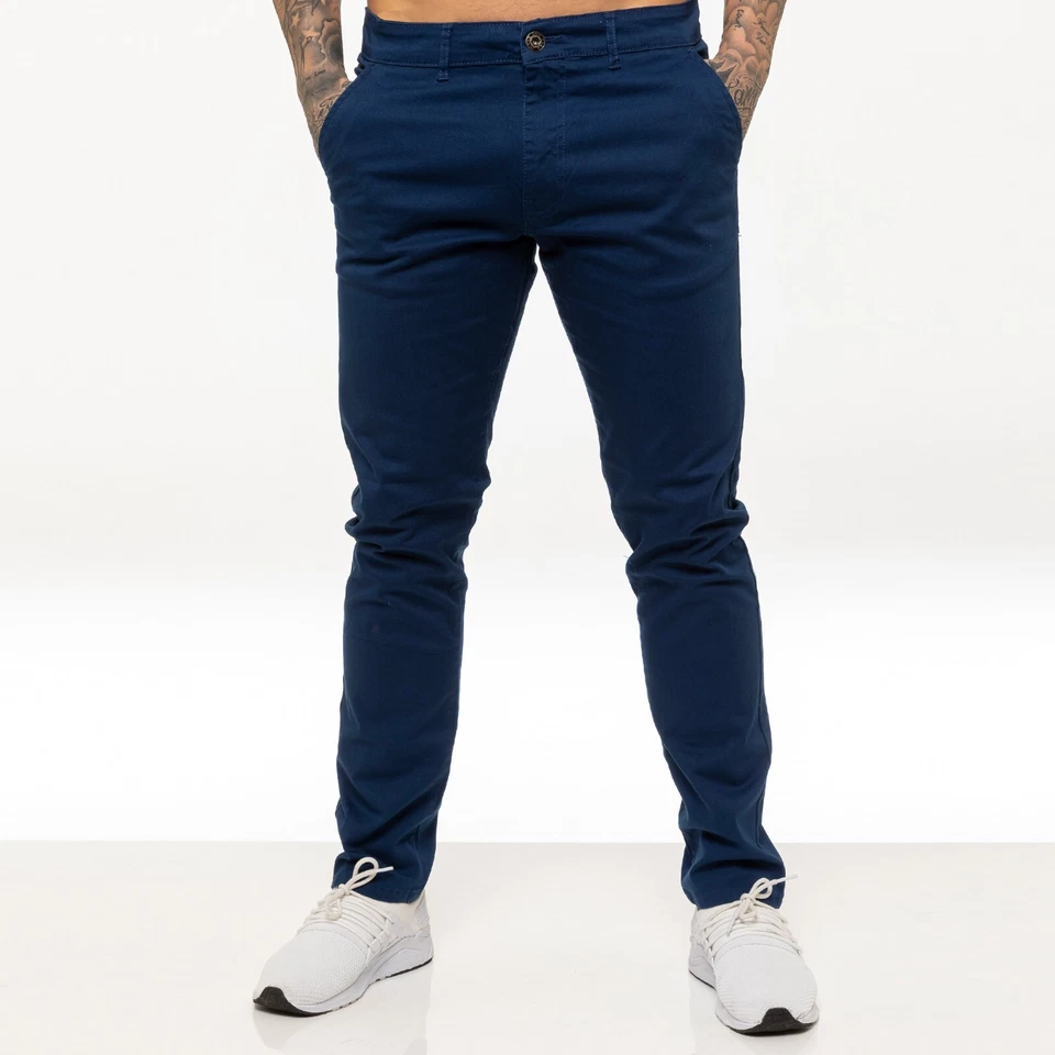 Enzo Mens Chino Trousers Slim Fit Skinny Stretch Cotton Pants Jeans All UK Sizes - Image 4 of 4