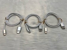 3Pack Fabric Braided USB C Type-C Fast Charging Data SYNC Charger Cable Cord 3FT