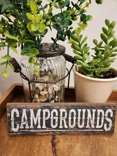 Red Shed Open Road Wood Sign CAMPGROUNDS 10"x3"x¼" **NEW**