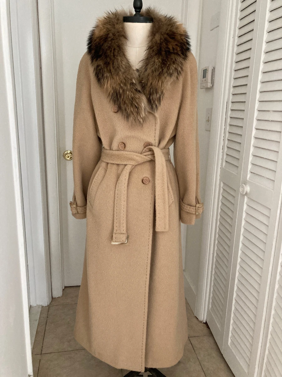Made in Italy Long Cashmere Winter Trench Coat Beige Women Size L