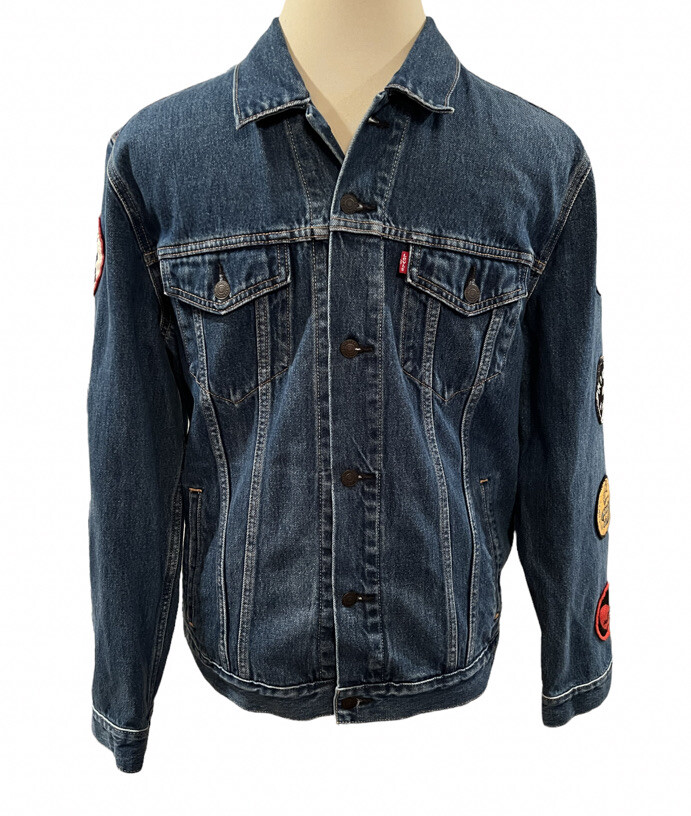 Levis Limited Patched Trucker Jacket Blue Mens XL New With