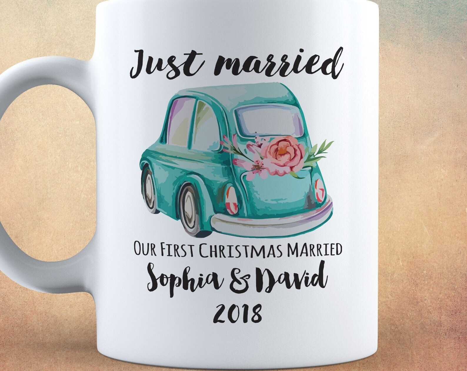 Just Married First Christmas Mug Married Wedding Christmas Mug Personalized