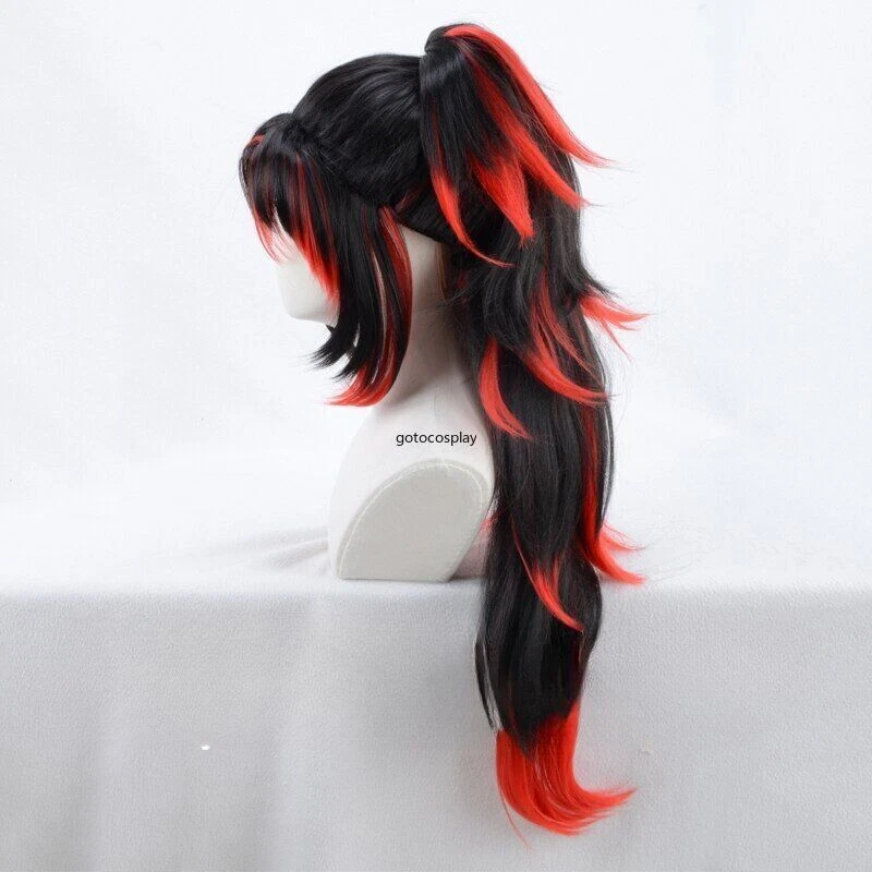 Peluca Cola de Caballo Esponjosa Cazador de Demonios Kokushibo Cosplay Pelo Largo Foto 3 de 4