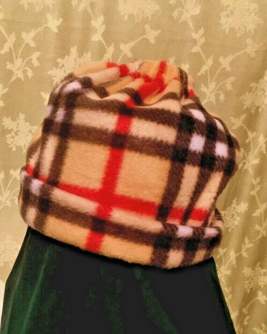 PONY Cappello invernale caldo in pile a quadri con coda di cavallo Messy Bun Beanie * berretto