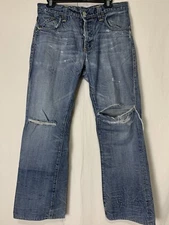 Men’s Rock & Republic Flare Bootcut Jeans 33 x 30 Distress Preowned Blue 6493