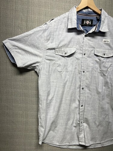Lions crest men's collared shirt light gray button down short sleeve size 2X - Picture 2 of 7