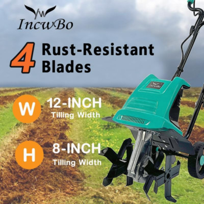 10.5 Amp Heavy Duty Garden Yard Electric Tiller Cultivator with 8'' Cutting Depth