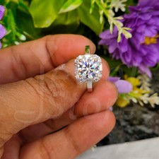 2.50Ct Round Cut Diamond Halo Ladies Engagement Ring White Gold Finish Size I-T