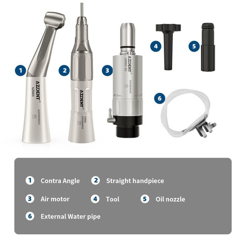 AZDENT Dental Slow Low Speed Handpiece Straight Contra Angle Air Motor 2/4H USA - Picture 25 of 35