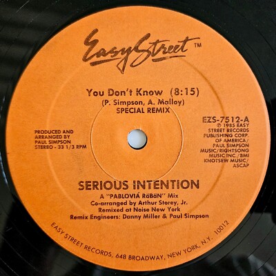HOUSE - SERIOUS INTENTION - YOU DON'T KNOW SPECIAL REMIX