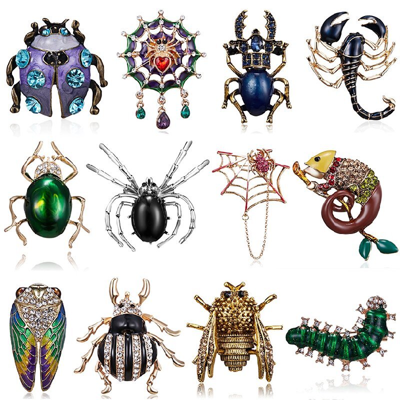 Cartoon Insect Enamel Brooch Pins - Beetle Spider Lapel Jewelry Gift