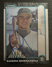 1999 Bowman Chrome #161 Ramon Hernandez Oakland A’s Signed Card Autographed