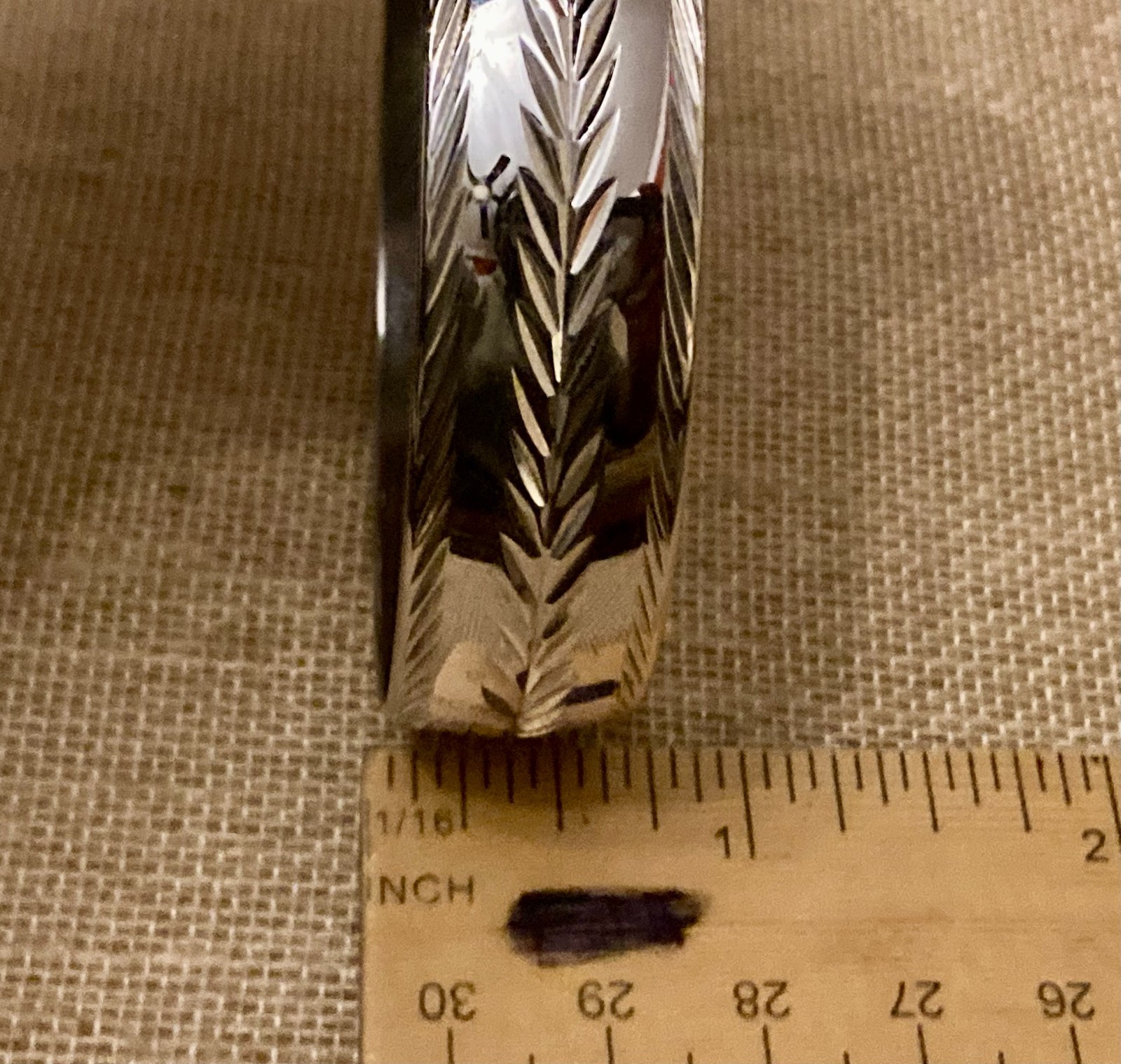 Silver Tone Chevron Wheat Pattern Bangle Bracelet… - image 6